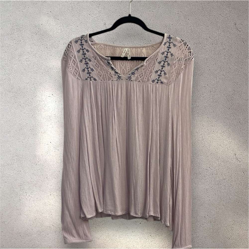 Mudd Junior's Blouse with Lace Detail - Lavender